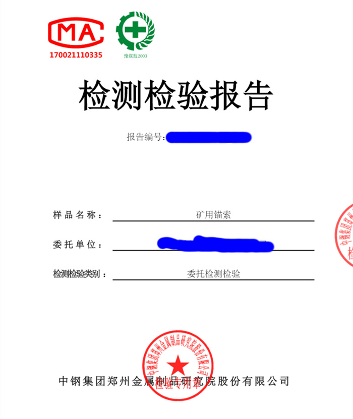 礦用錨索檢測報(bào)告