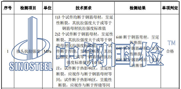 鋼筋焊接工藝檢測(cè)結(jié)果